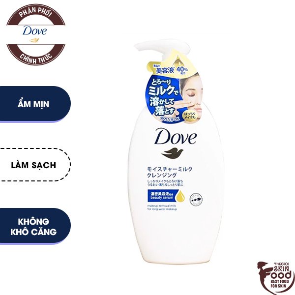 Sữa Tẩy Trang Giúp Da Ẩm Mịn Dove Beauty Serum Makeup Removal Milk For Long-Wear Makeup 195ml