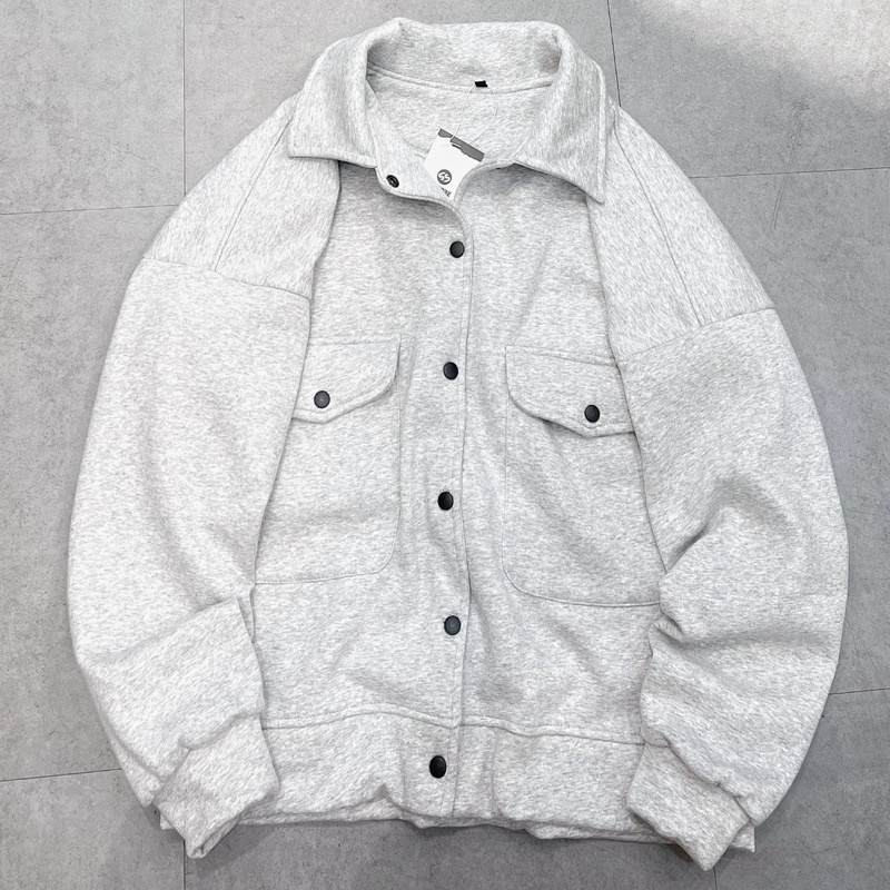 áo khoác nỉ nút xám unisex ảnh thật SSStore [Sẵn)