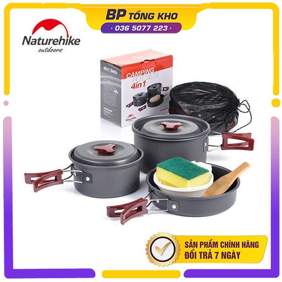 Bộ nồi dã ngoại 4 in 1 NatureHike NH15T203-G dành cho 2-3 người
