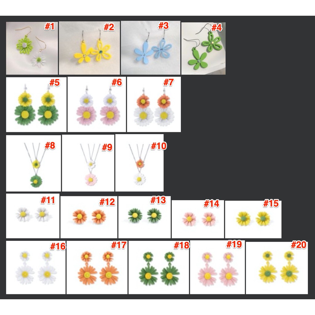 Bông tai dây chuyền hoa cúc hoạ tiết hoa cỏ mùa xuân phong cách ngọt ngào, kiểu dáng dễ thương