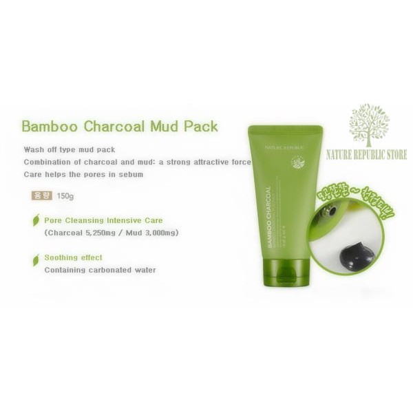 Mặt Nạ Se Khít Lỗ Chân Lông Nature Republic Bamboo Charcoal Mud Pack