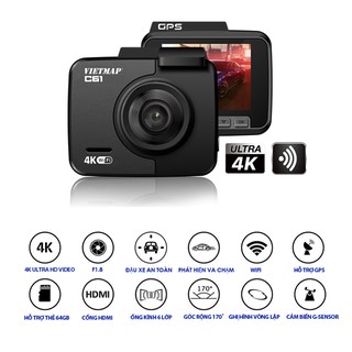 Camera hành trình ô tô C61 - 4K - WiFi - tặng kèm thẻ nhớ 32GB chính hãng