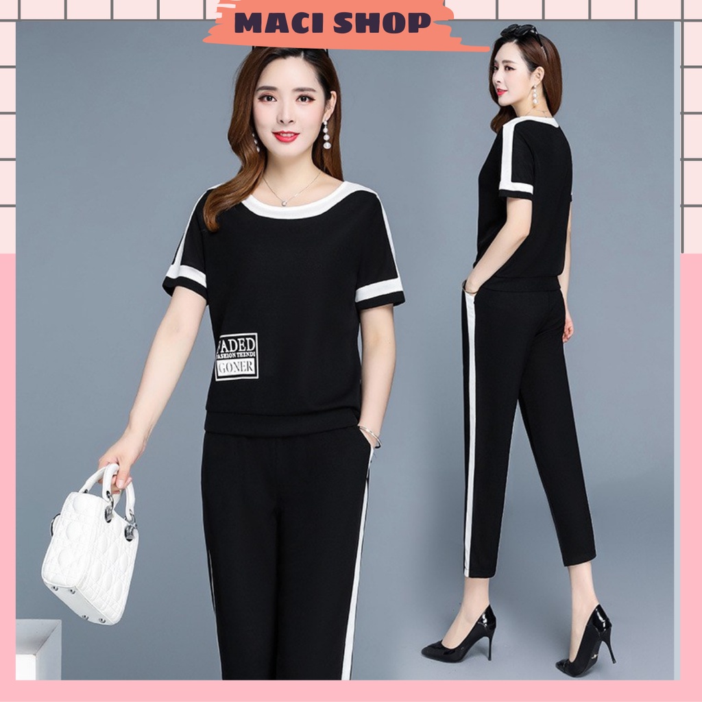 Bộ thể thao nữ mùa hè ngắn tay,bộ mặc nhà nữ chất liệu cotton mềm mại co giãn_BTTCT01