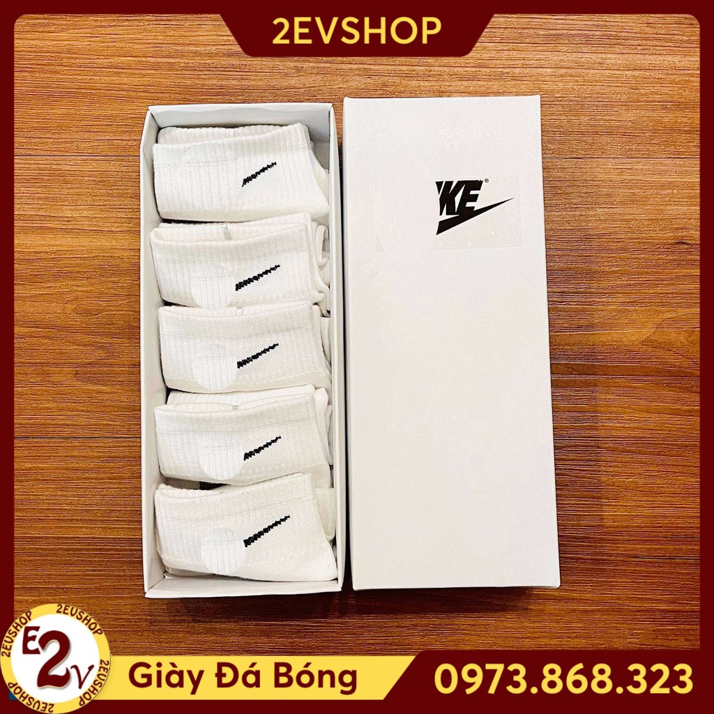 Hộp tất cotton 5 đôi cổ ngắn phụ kiện đá bóng nam rẻ, combo vớ thể thao cao cấp - 2EVSHOP