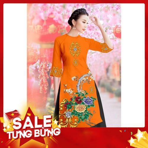 (hottrend) SÉT ÁO DÀI CÁCH TÂN IN HOA BÁCH HỢP + CHÂN VÁY XÒE
