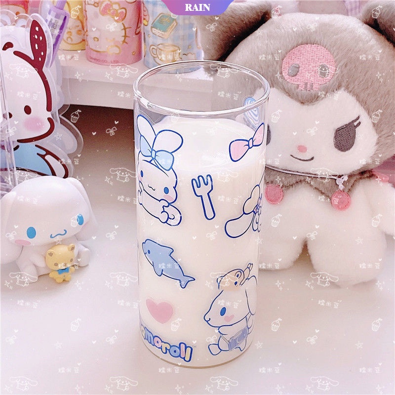 SANRIO Cốc Thủy Tinh Chịu Nhiệt Thiết Kế Dễ Thương Dung Tích 400Ml Tiện Dụng