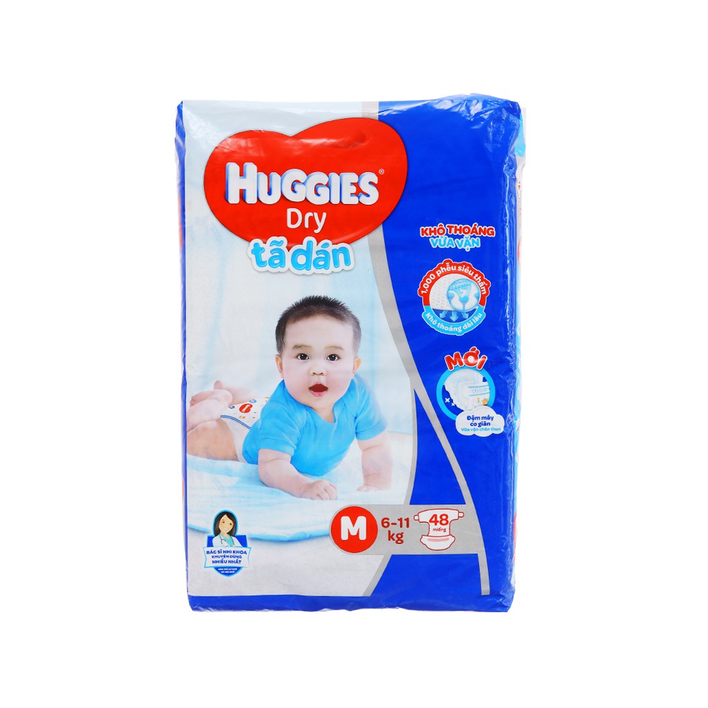 Tã dán HUGGIES DRY M48/L42/XL38/XXL34 - HSD luôn mới