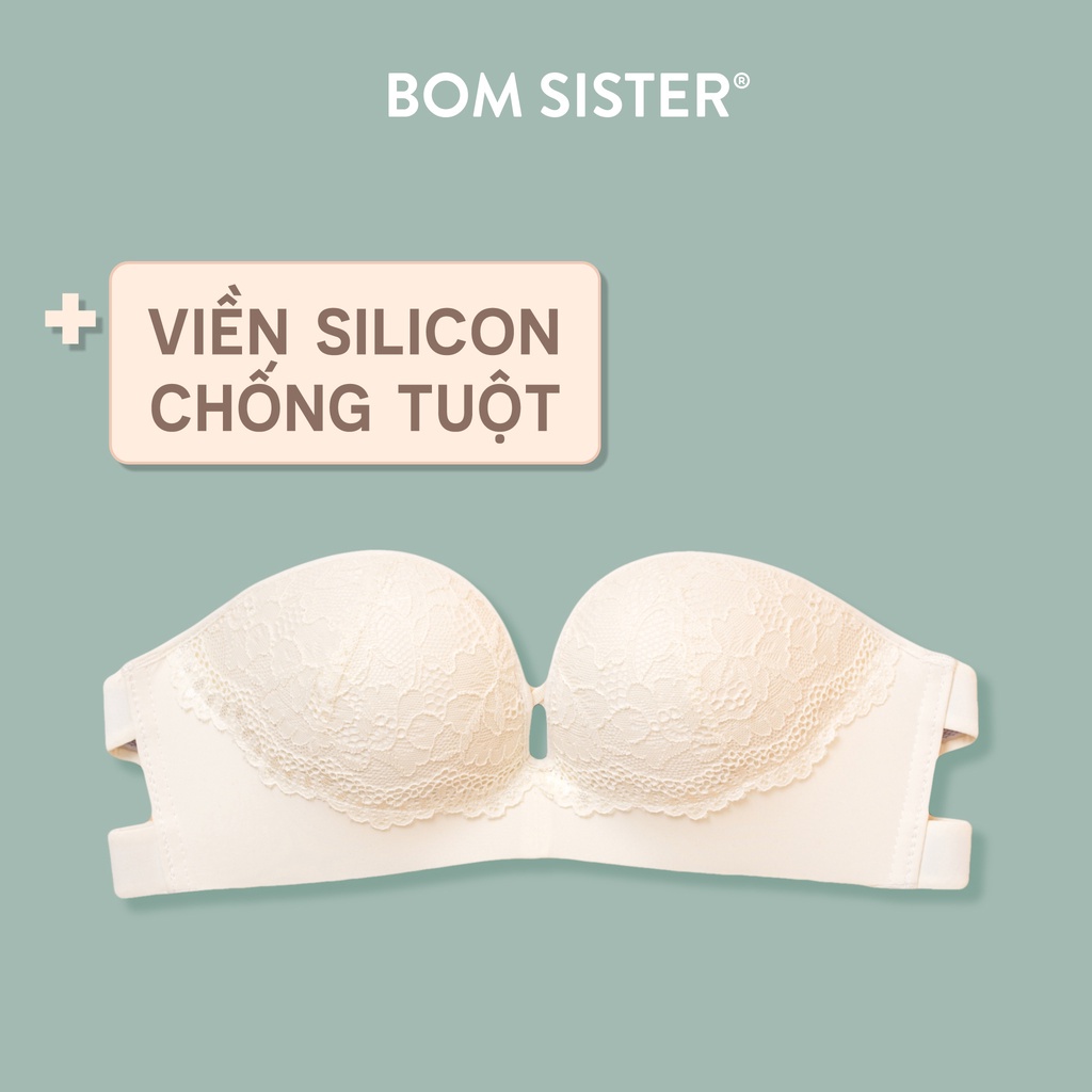 Áo lót mút vừa chất su phối ren không gọng màu trơn viền silicon chống tuột BOM SISTER A1156 - Hàng mới về