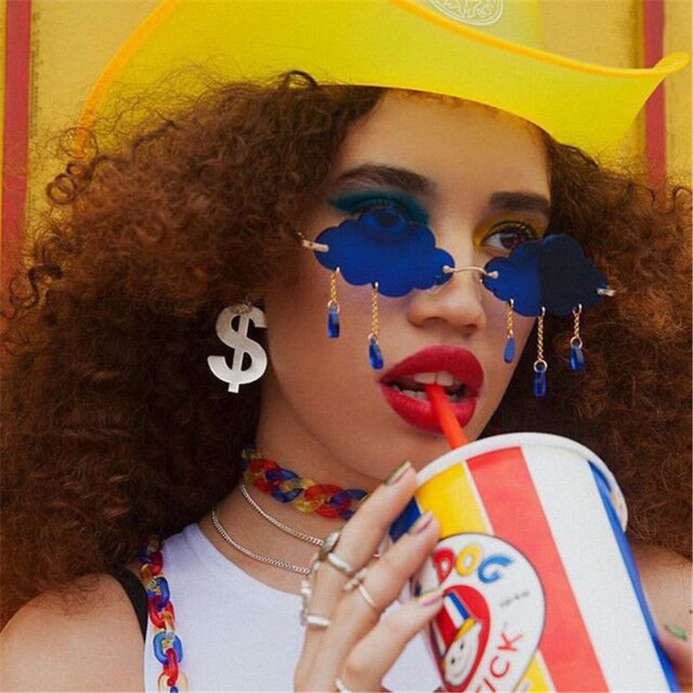 Kính râm không viền chống UV400 hình đám mây phối tua rua thời trang disco cổ điển nhiều màu tùy chọn cho nam và nữ gent | BigBuy360 - bigbuy360.vn