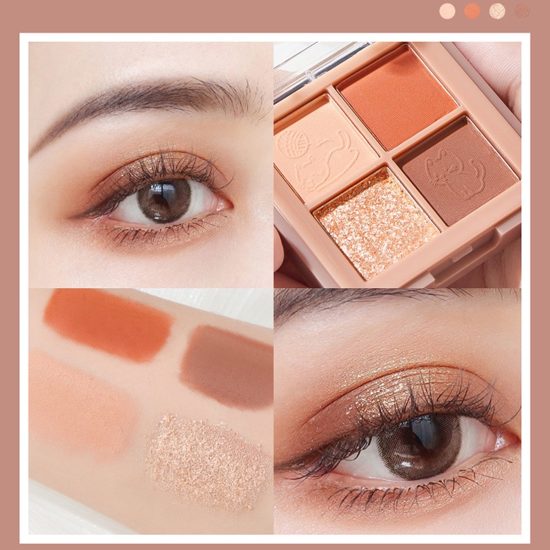 [Hàng mới về] Bảng Phấn Mắt Kiss Beauty 4 Màu Lì Lấp Lánh Chống Thấm Nước