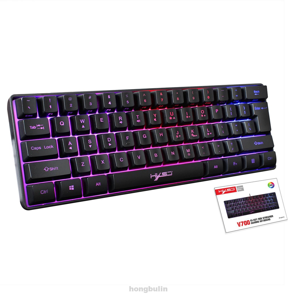 Multicolor Mini Ergonomic Plug And Play USB Wired Computer Peripherals RGB Backlit Gaming Keyboard