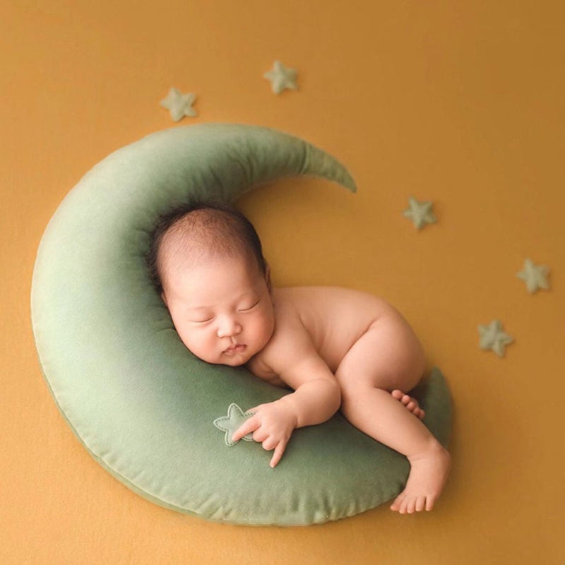 Set gối hình mặt trăng và ngôi sao làm đạo cụ chụp ảnh đáng yêu dành cho trẻ sơ sinh