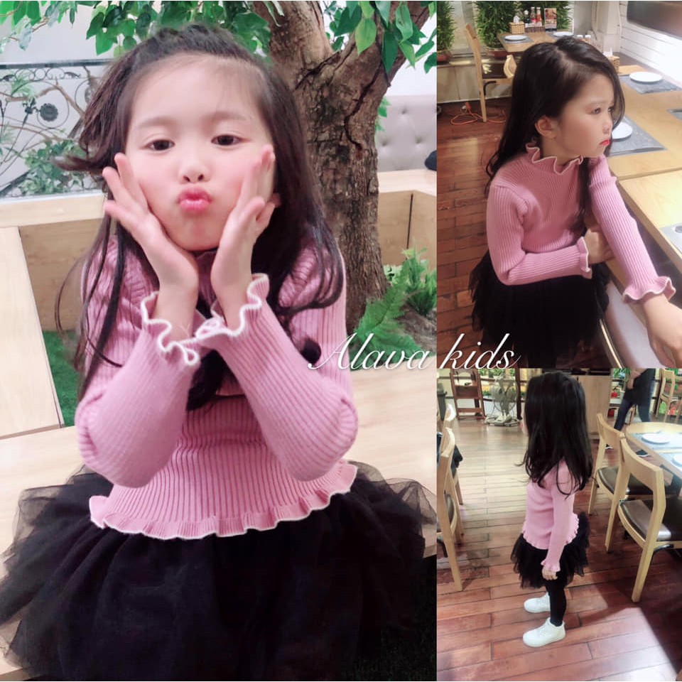Áo len cổ, tay bèo