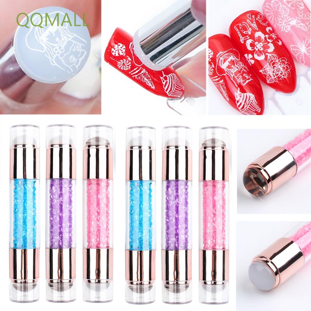 (Hàng Mới Về) Dụng Cụ In Hình Trang Trí Móng Tay Hai Đầu Bằng Silicon Trong Suốt Chất Lượng Cao