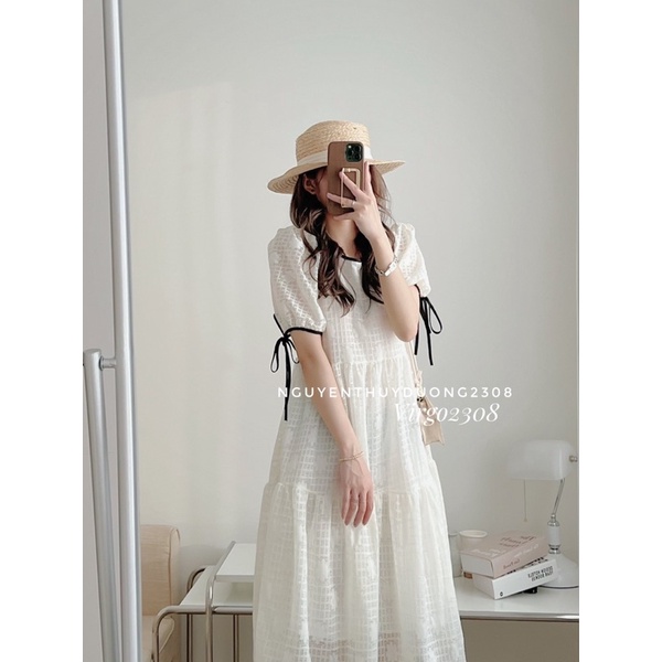 [HÀNG SẴN]VÁY- ĐẦM BABYDOLL HOA NỔI VIỀN ĐEN 2 LỚP “DARA DRESS”