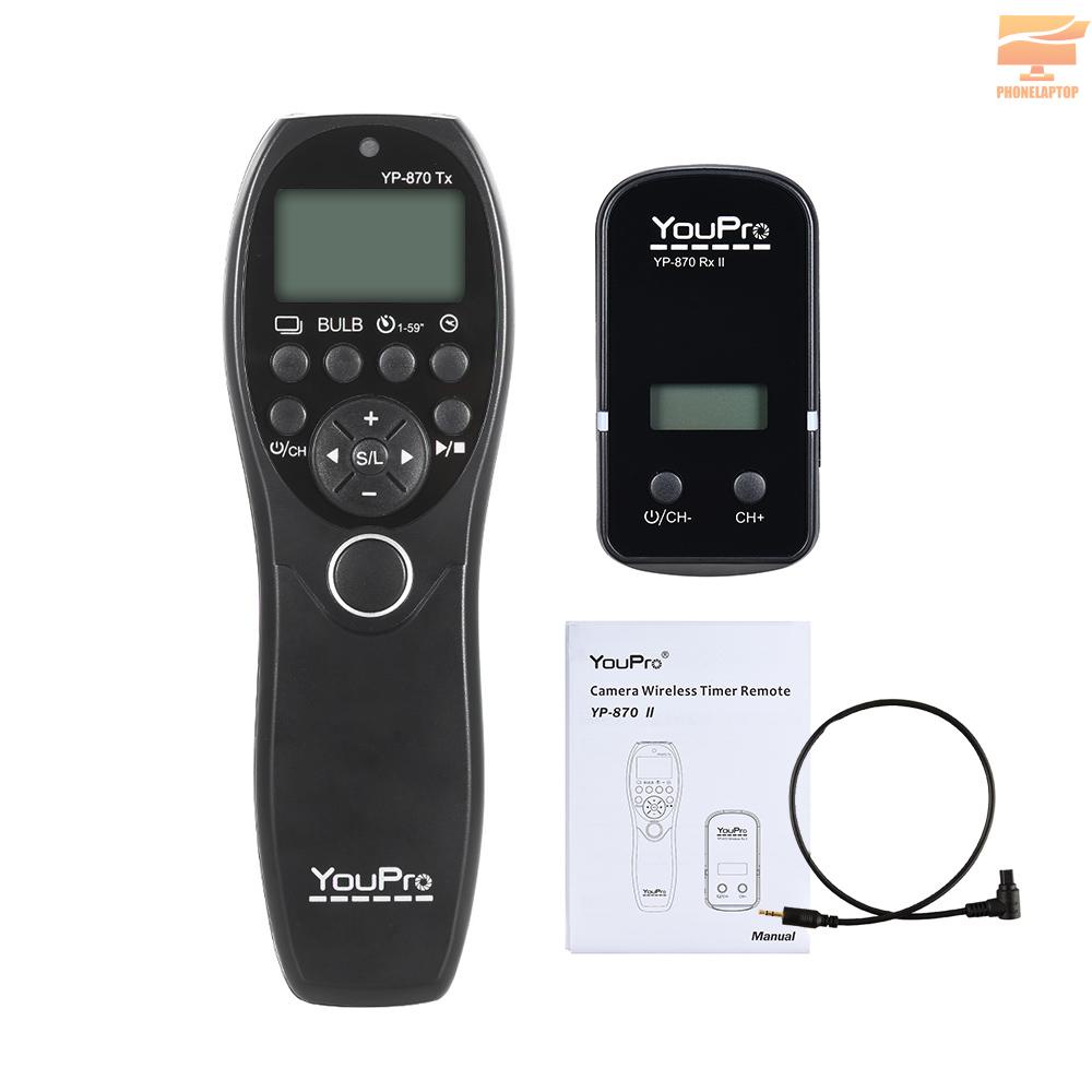 YouPro YP-870 N3 2.4G Wireless Remote Control LCD Timer Shutter Release Transmitter Receiver 32 Channels for Canon 7D 5D 5D2 5D3 5DS 5DSR 1D Mark I/II/III/IV 1DS Mark I/II/III 1DX 6D 50D 40D DSLR Camera