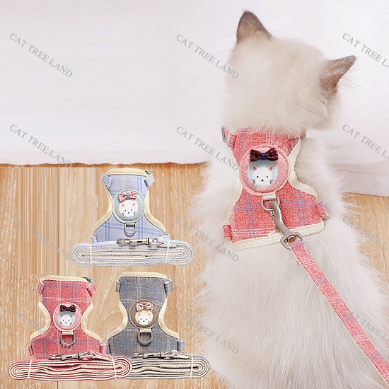 DÂY DẮT CHÓ MÈO KÈM ĐAI NGỰC, KIỂU ÁO GI LÊ HÌNH MÈO KITTY - VÒNG CỔ MÈO CHÓ