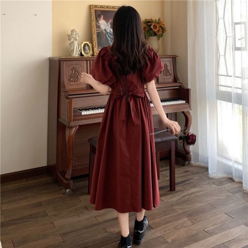 Đầm Tay Ngắn Dáng Ôm Thắt Nơ Eo Thời Trang Mùa Hè 2022 Dành Cho Bạn Nữ