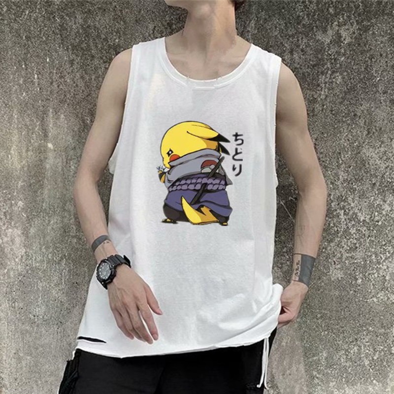 Áo thun cổ tròn in họa tiết pikachu thời trang mùa hè cho nam