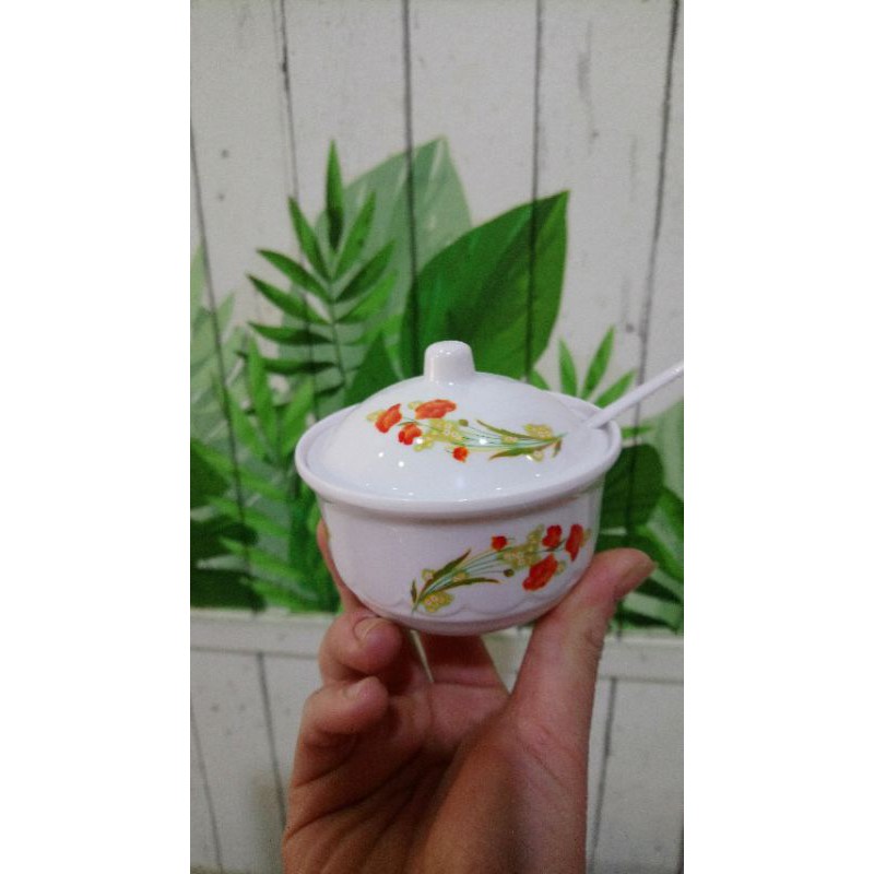 Bát,  đựng đường,sa tế có kèm thìa 23k