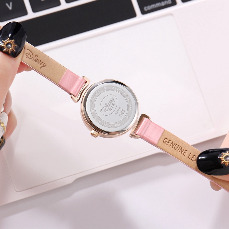 Minnie Mouse Luxury Bling Crystal Leather Quartz Đồng hồ nữ Beautiful Bow Little Disney Watch Chống nước