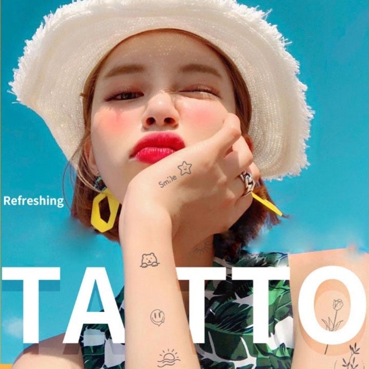 Set 5 Tấm Hình Xăm Dán Tạm Thời Họa Tiết Tươi Tắn Chống Thấm Nước Dùng Một Lần