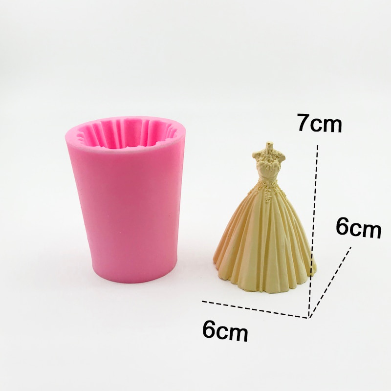 Khuôn Silicone Tạo Hình Trang Trí Bánh Kem Hình Váy Cưới Lâu Đài 3D DIY