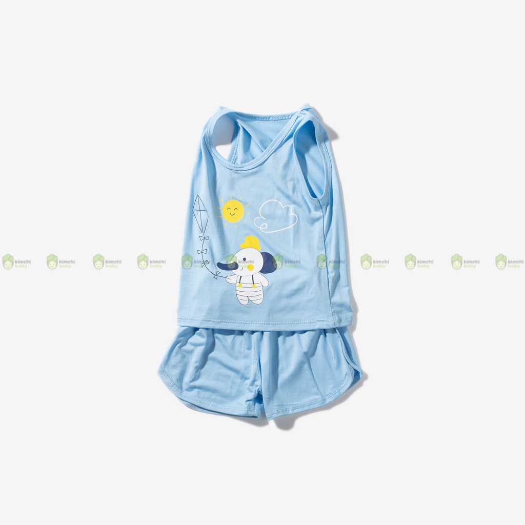 Bộ Ba Lỗ Cho Bé Trai, Bé Gái KIMCHIBABY Vải Thun Lạnh Hoạ Tiết Vịt Hồng, Bộ Quần Áo Trẻ Em Mặc Nhà KW2210