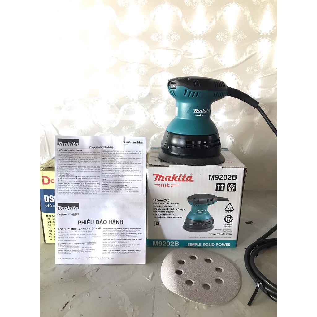 [CHÍNH HÃNG] Máy chà nhám tròn | Quỹ đạo tròn MAKITA M9202B 240W - Cực khỏe, Cam kết lõi đồng 100%