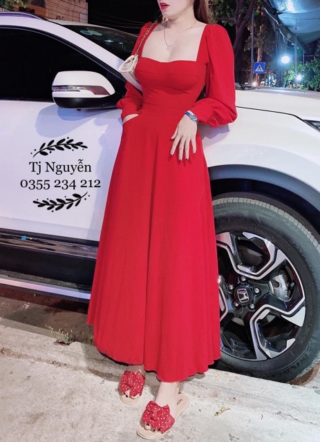 Đầm xoè tay phồng