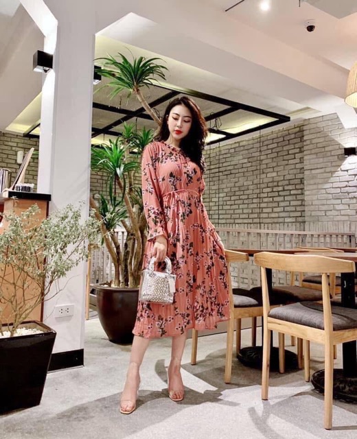 Đầm Maxi Voan Hoa Dập Li QC Cao Cấp