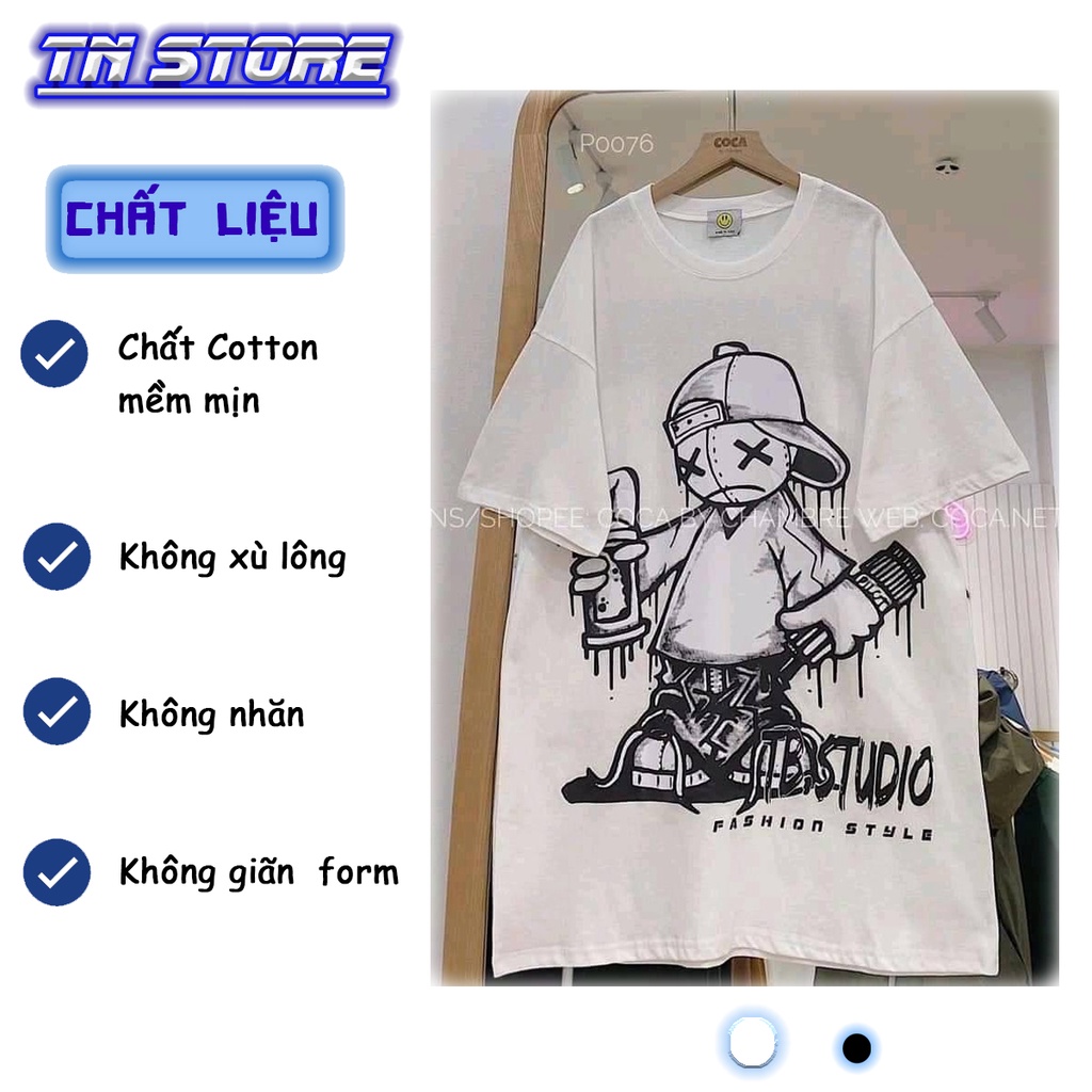 Áo thun tay lỡ form rộng TB STUDIO Unisex,  Áo đôi nam nữ chất cotton dày dặn - TNStore | BigBuy360 - bigbuy360.vn