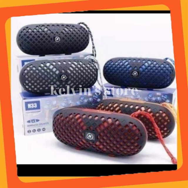 Loa Bluetooth Không Dây H33 ,Có Lưới Cao Su Bảo Vệ ,Dây Mang,Chống Va Đập,Âm Thanh Siêu Hay.