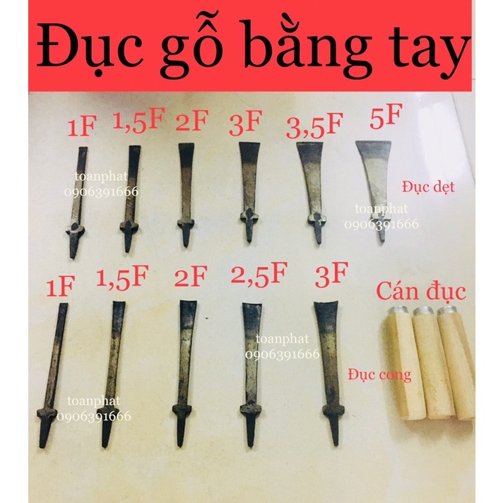 Đục gỗ bằng tay tặng kèm cả cán đủ size