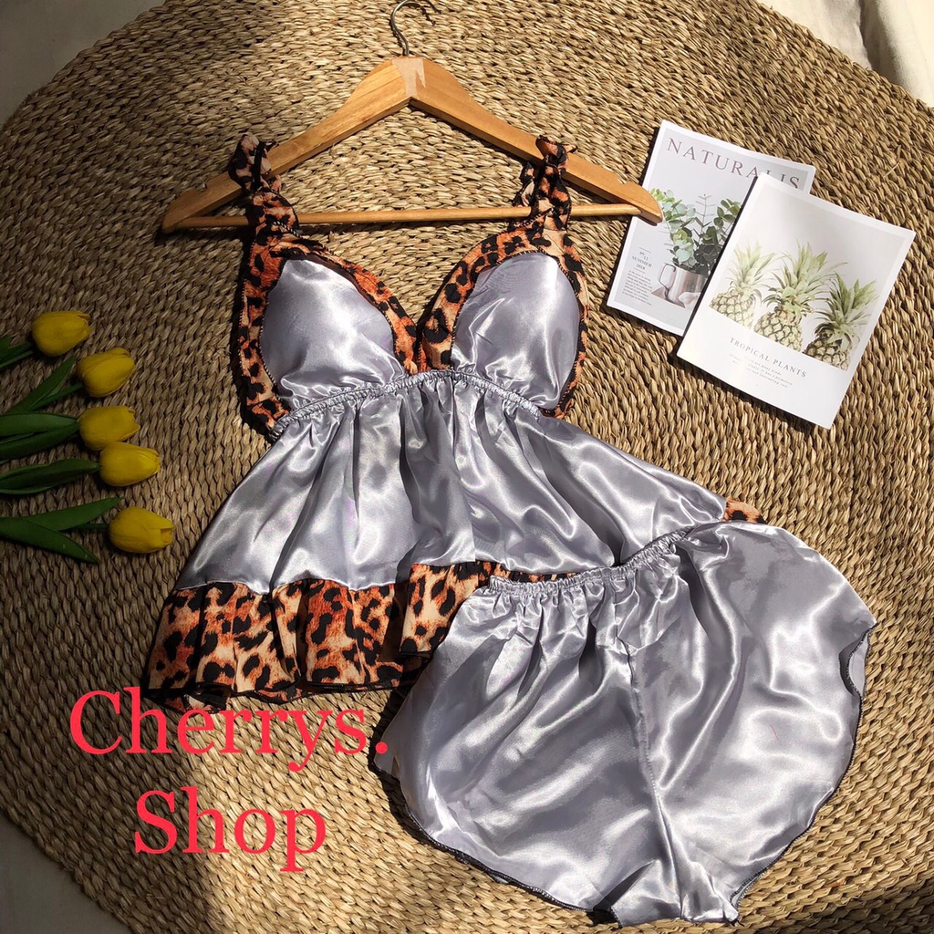 Đồ ngủ sexy nử,Đồ ngủ áo hai dây dưới 55kg sexy chất phi lụa có mút ngực mặc ngủ siêu xinh