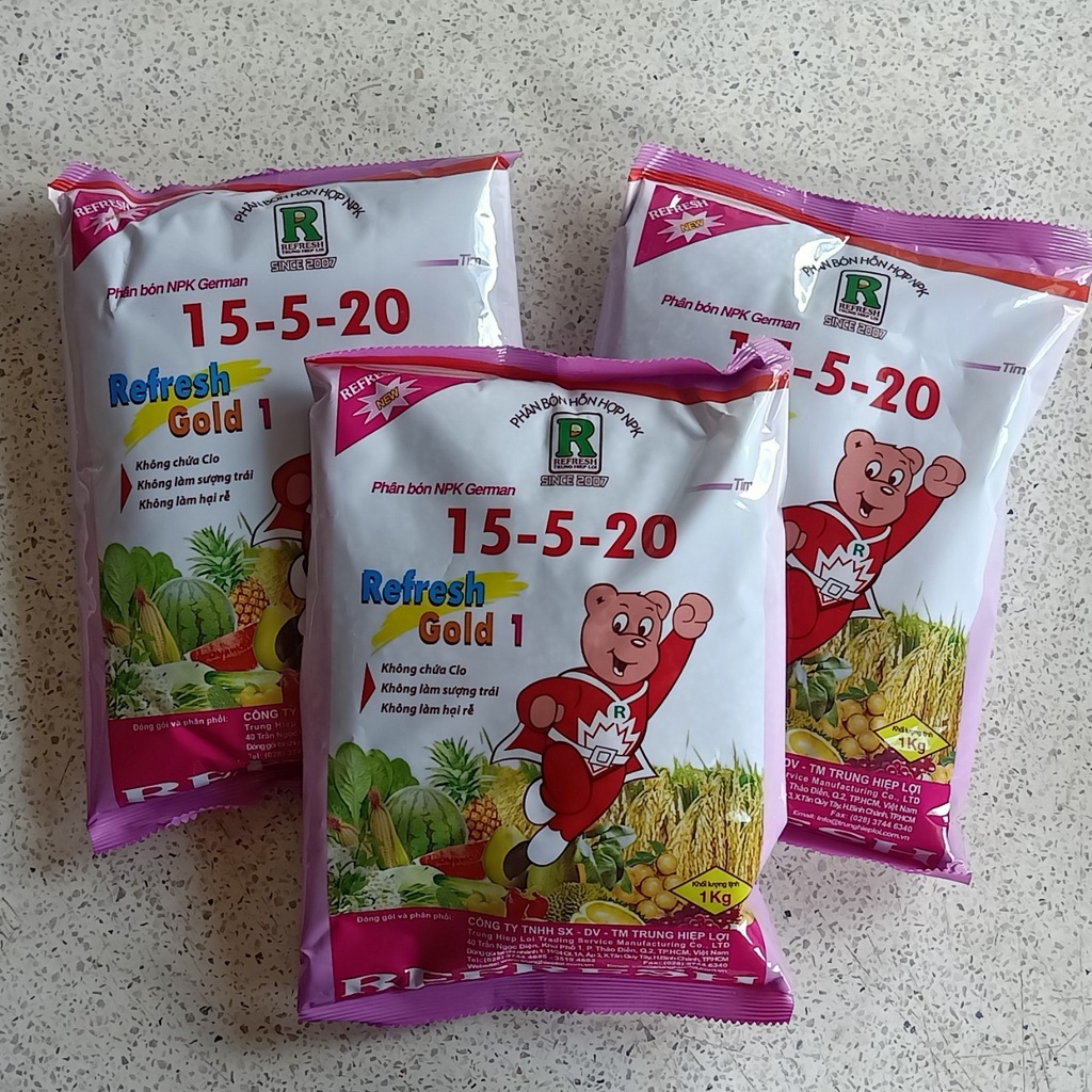 Phân bón NPK cao cấp 15.5.20 - Túi 1kg