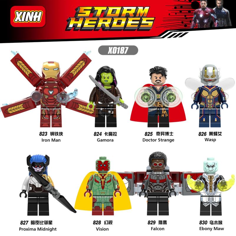 Mô Hình Lắp Ráp Lego X0187 Avengers Iron Man Mk50 Falcon Doctor Strange