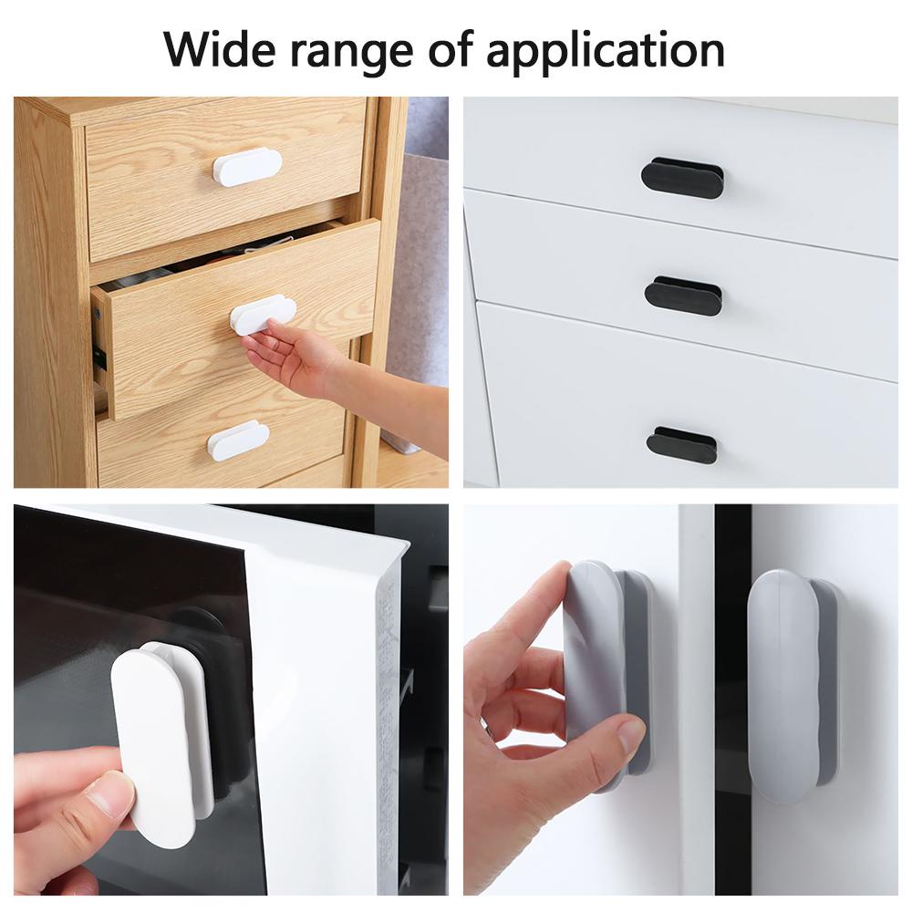 PISTA 1 Cặp Tay Nắm Ngăn Kéo Tủ Không Cần Đục Lỗ Giúp Tiết Kiệm Diện Tích