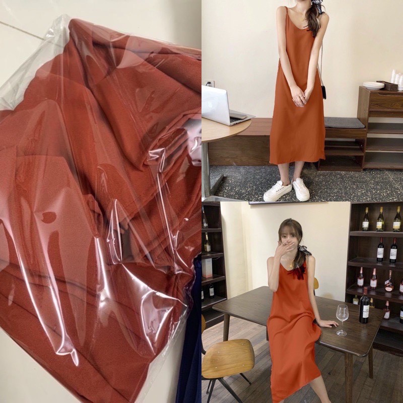 [Ảnh thật/Video] Váy hai dây chất đũi lụa dáng xuông siêu mát dây lưng điệu đà