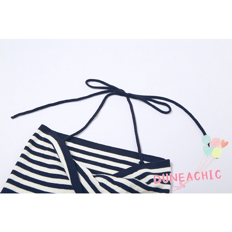 DUNEA Áo Tank Top Kẻ Sọc Hở Lưng Phong Cách Đường Phố Gợi Cảm Cho Nữ