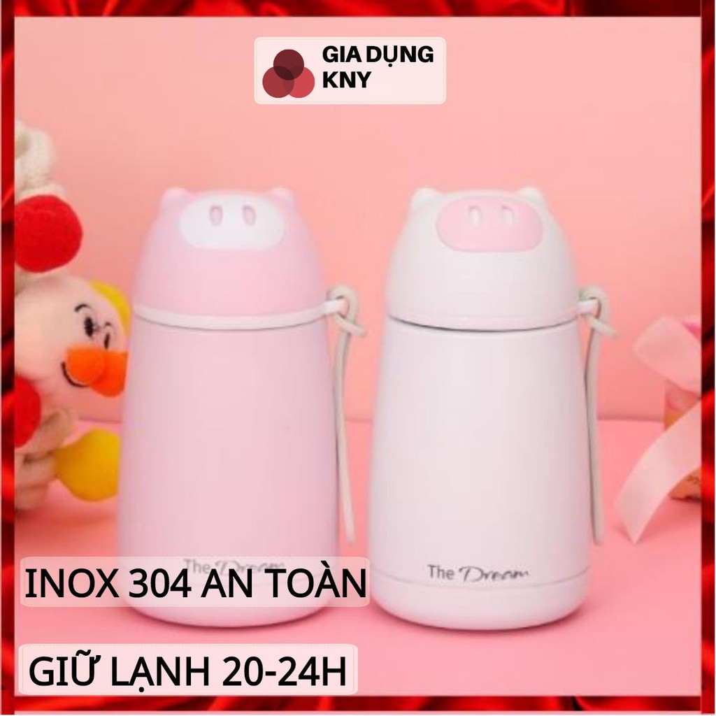 Bình giữ nhiệt, ly giữ nhiệt siêu đáng yêu inox 304 size 350ml hình heo