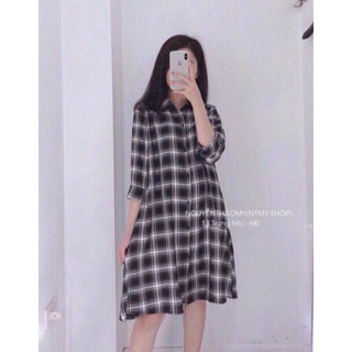 [HOT][HOT] Váy sơ mi kẻ dáng dài -Hàng hot xuân hè 2019 [ -hàng đẹp- ]