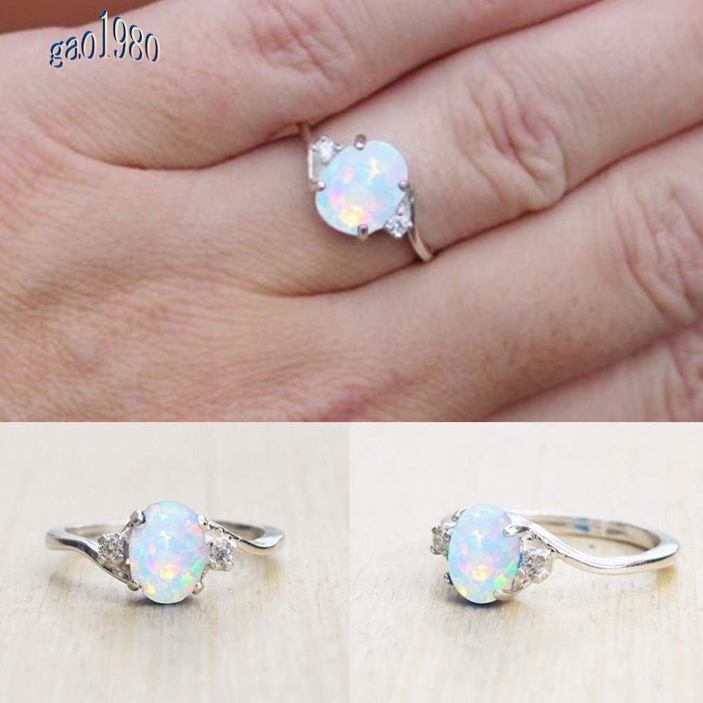 Nhẫn Đính Hôn Hợp Kim Đính Đá Opal Tinh Tế Thời Trang Cho Nữ