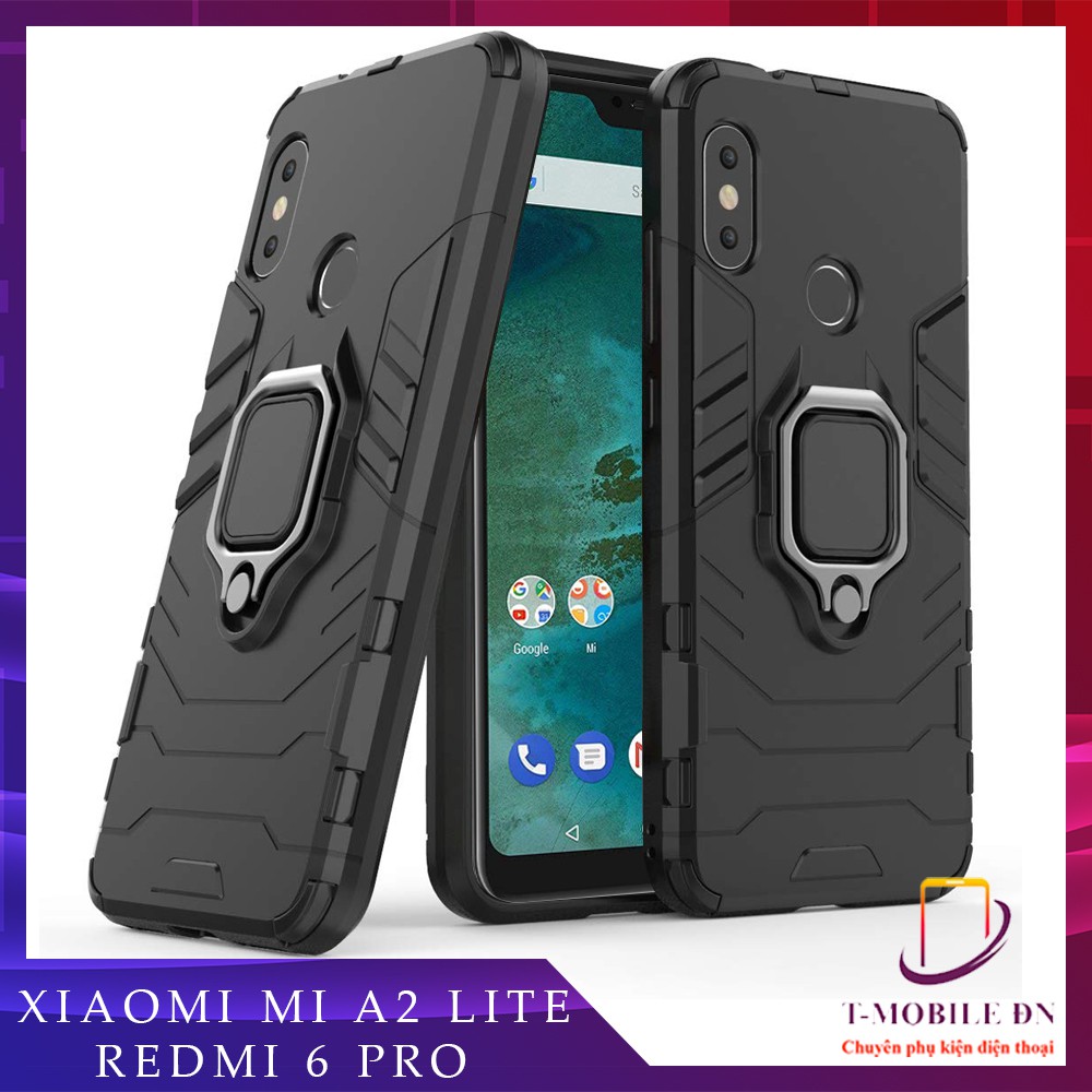 Ốp lưng Xiaomi Mi A2/ Mi A2 Lite/ Mi 6X/ Redmi 6 Pro iron man chống sốc kèm nhẫn iring chống xem video tiện lợi