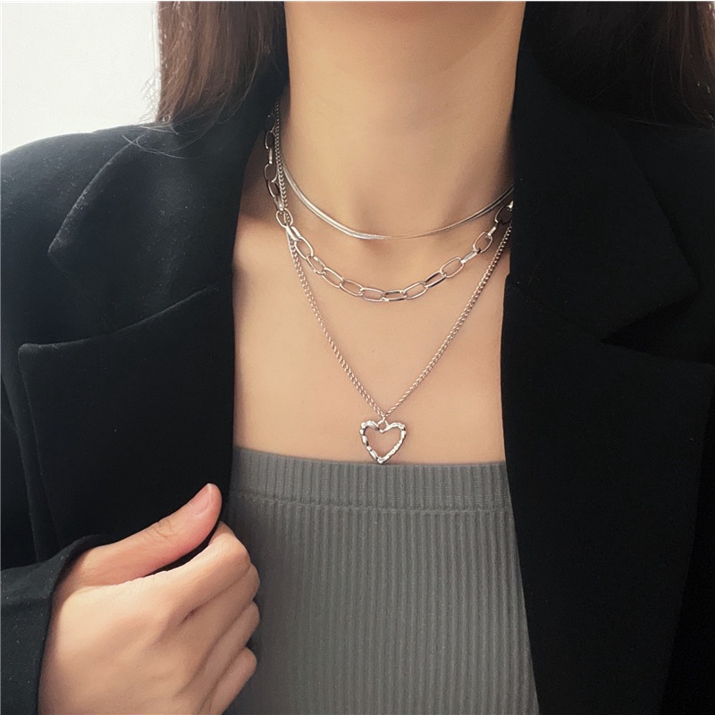 Vòng cổ Nhiều Lớp Hình Trái Tim Nghệ Thuật Cho Nữ