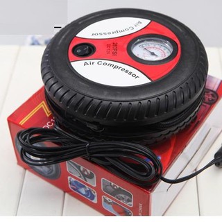 Bơm lốp tròn mini điện 12V đa năng - máy bơm xe ô tô mini