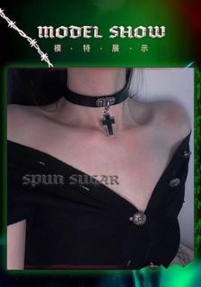 Chocker cross da PU cao cấp/ Chocker da mix thập giá