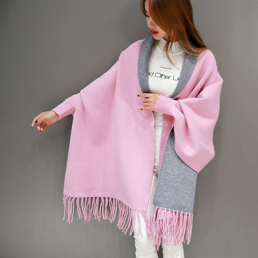 Scarf shawl dual-use ladies thickened autumn and winter knitted cloak jacket wit | BigBuy360 - bigbuy360.vn