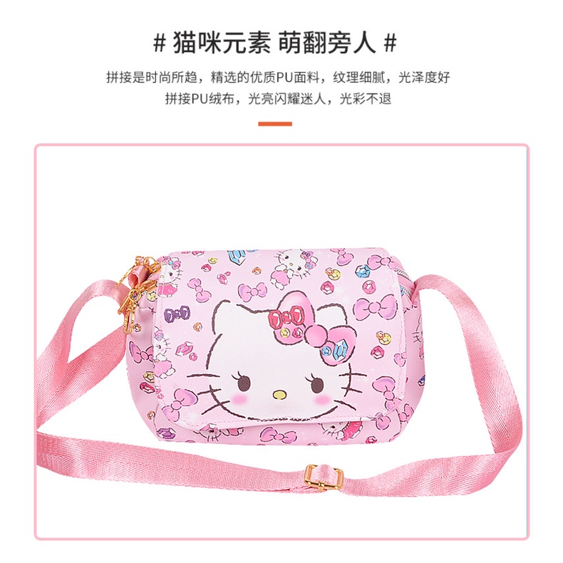 Dễ Thương Túi Đeo Vai Vải canvas Da pu In Hoạt Hình Hello kitty Kiểu Nhật Bản Thời Trang Cho Học Sinh