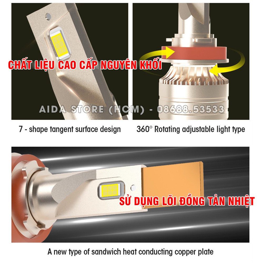 Đèn LED pha, gầm ô tô xe máy XM70 có driver led sử dụng điện áp rộng 12v~24v max sáng